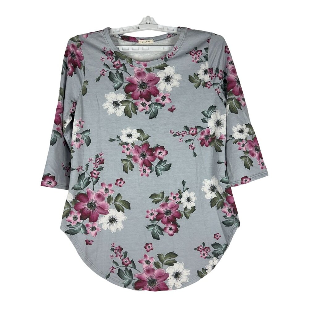 12PM By Mon Ami Womens Floral 3/4 Sleeve Tunic Top - Size L